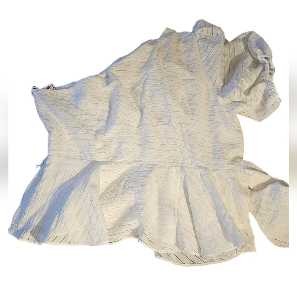 Nine West. One Shoulder Tie Waist Peplum Top. Size XL. White. NWT. - Picture 2 of 9